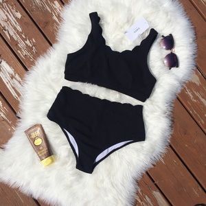 Zaful | Scalloped High Waisted Bikini